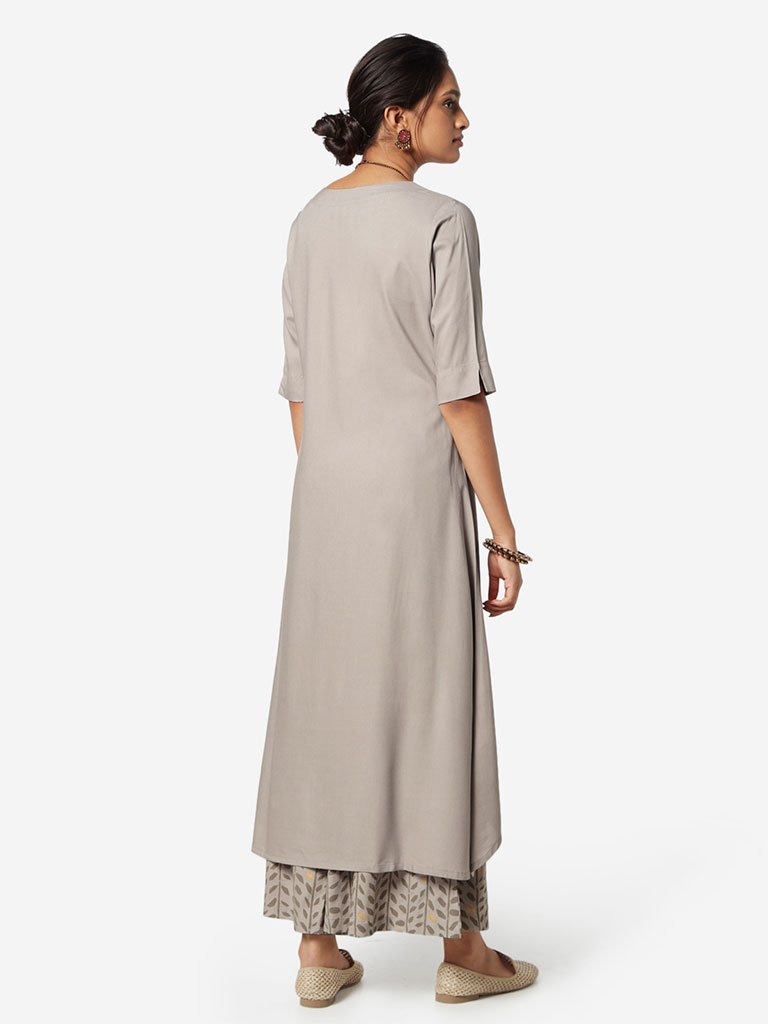 Utsa Beige High-Low Kurta