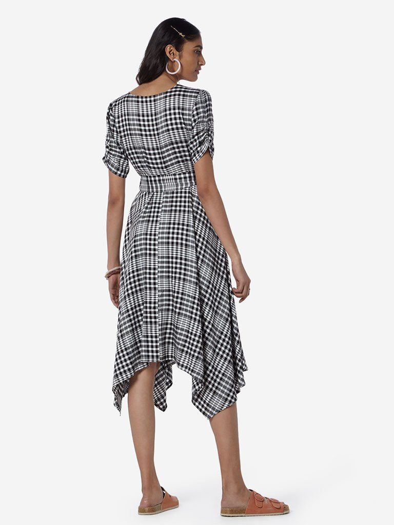 LOV Black Checked Myra Dress With Belt