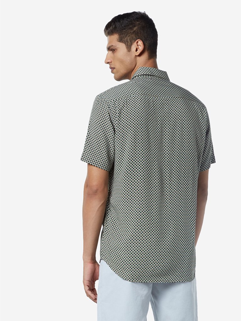 Ascot Green Circular Print Slim Fit Shirt