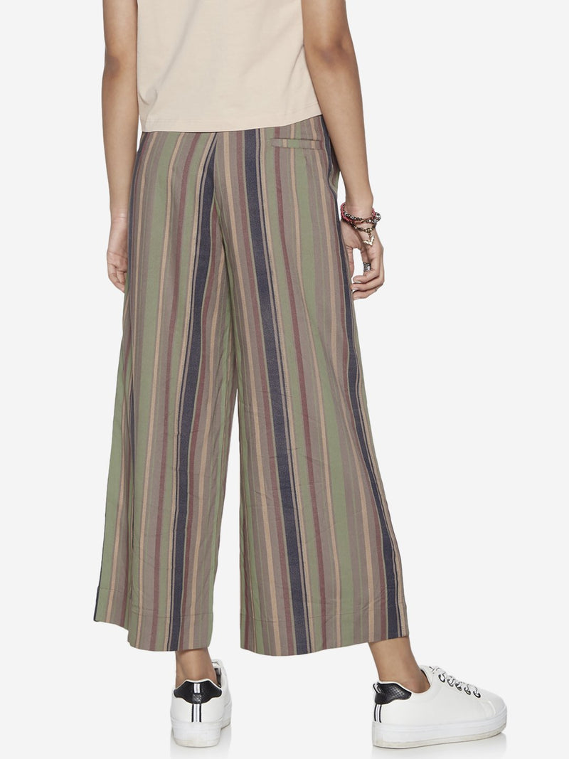 Bombay Paisley Multicolour Stripe Belted Palazzos