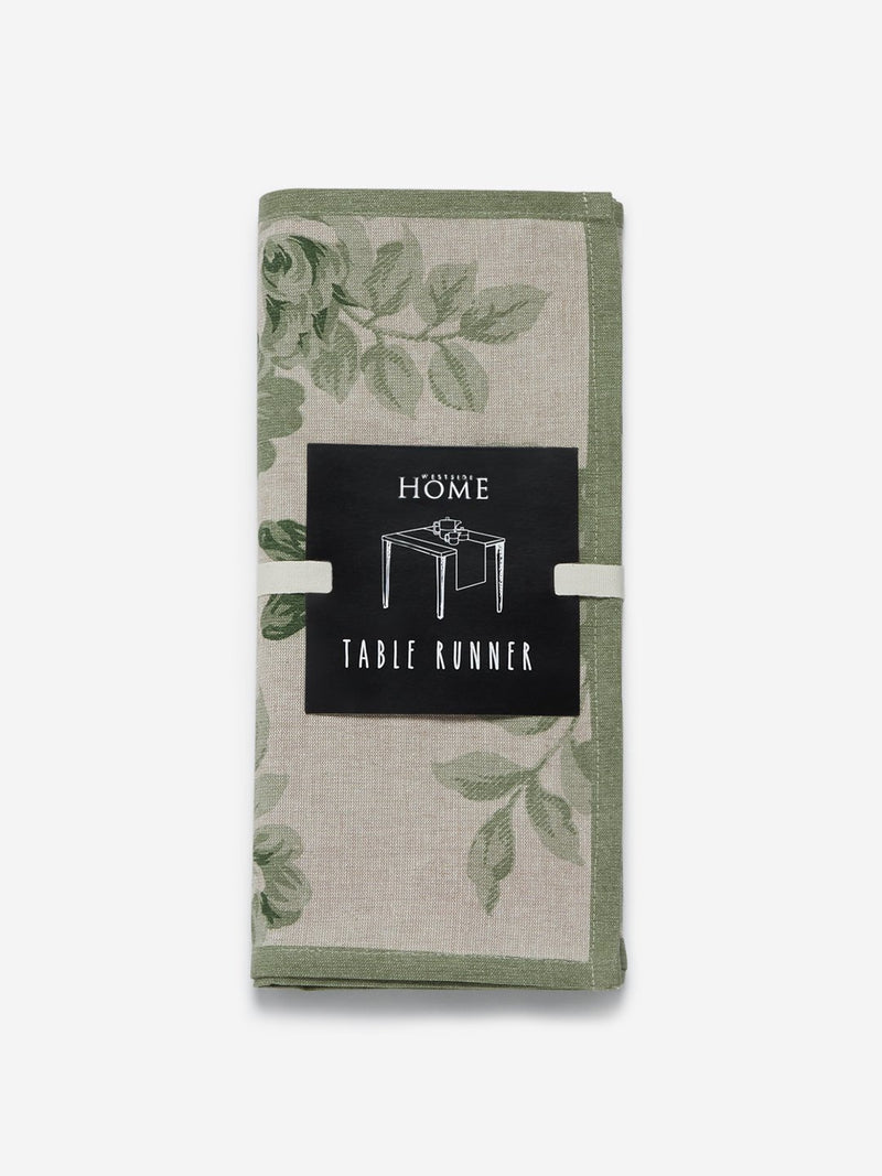 Westside Home Green Floral Print Table Runner