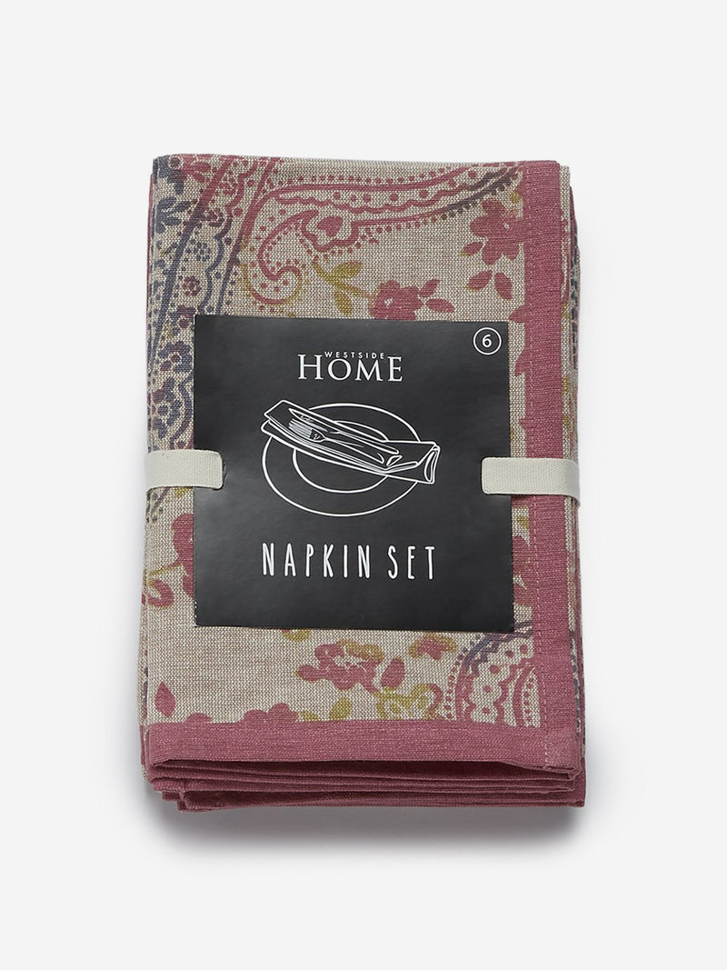 Westside Home Multicolour Floral Print Napkin Set of Six