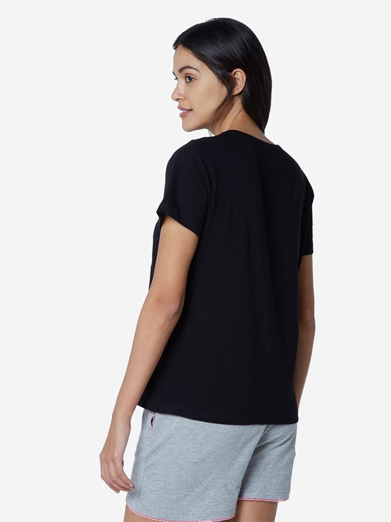 Wunderlove Black Text Print T-Shirt