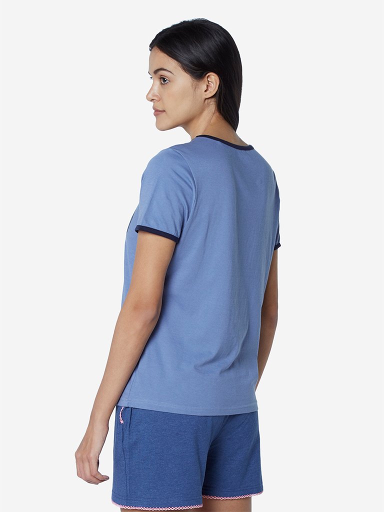 Wunderlove Blue Typographic Print T-Shirt