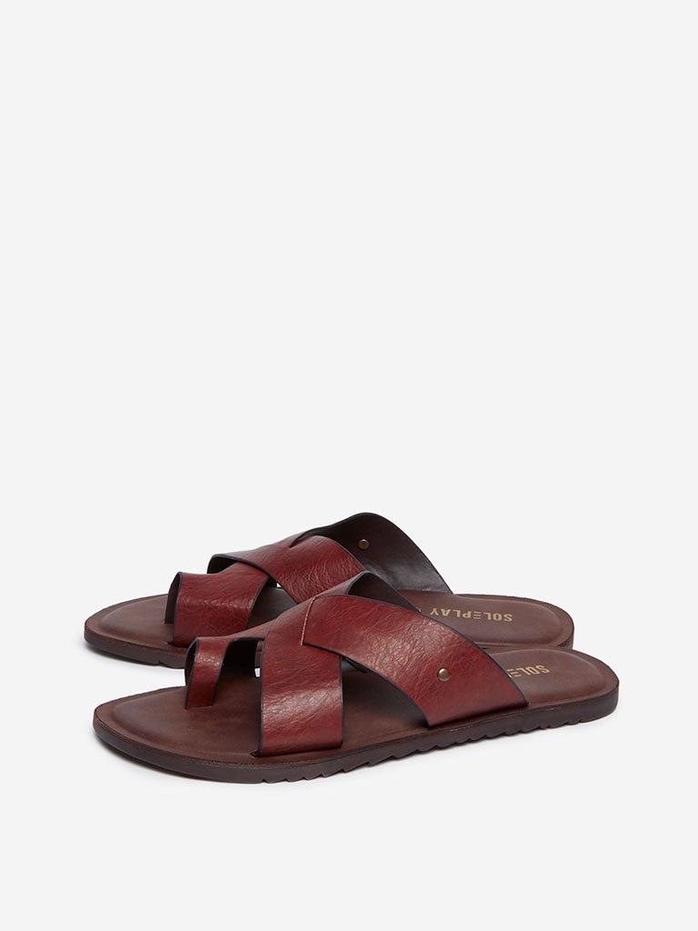 SOLEPLAY Brown Faux-Leather Sandals