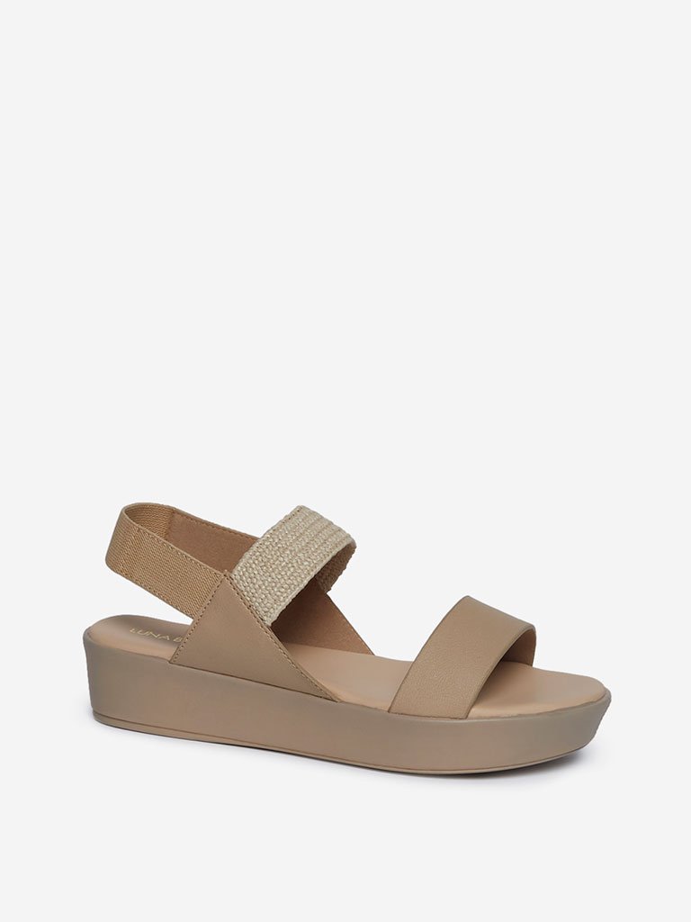 LUNA BLU Beige Platform Heel Sandals