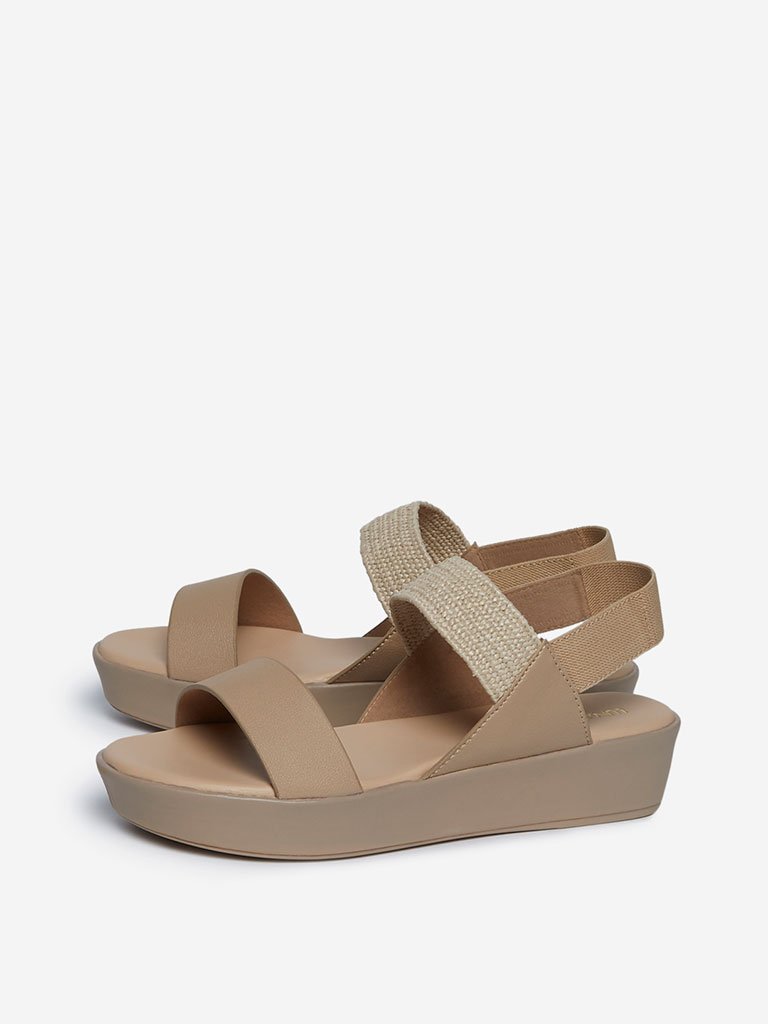 LUNA BLU Beige Platform Heel Sandals