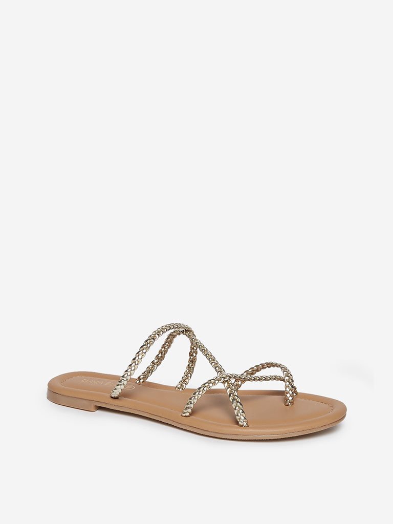 LUNA BLU Silver Criss-Cross Strapped Slides