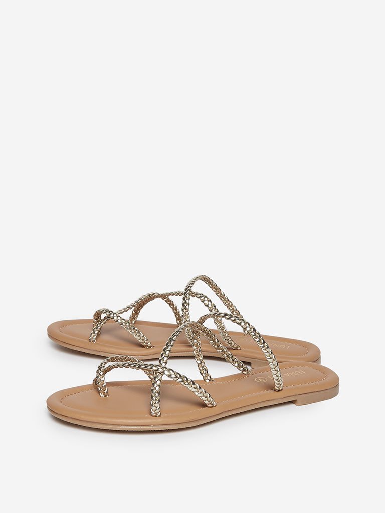 LUNA BLU Silver Criss-Cross Strapped Slides