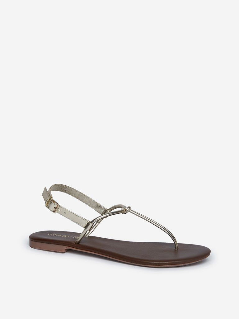 LUNA BLU Gold Knot Design Sandals
