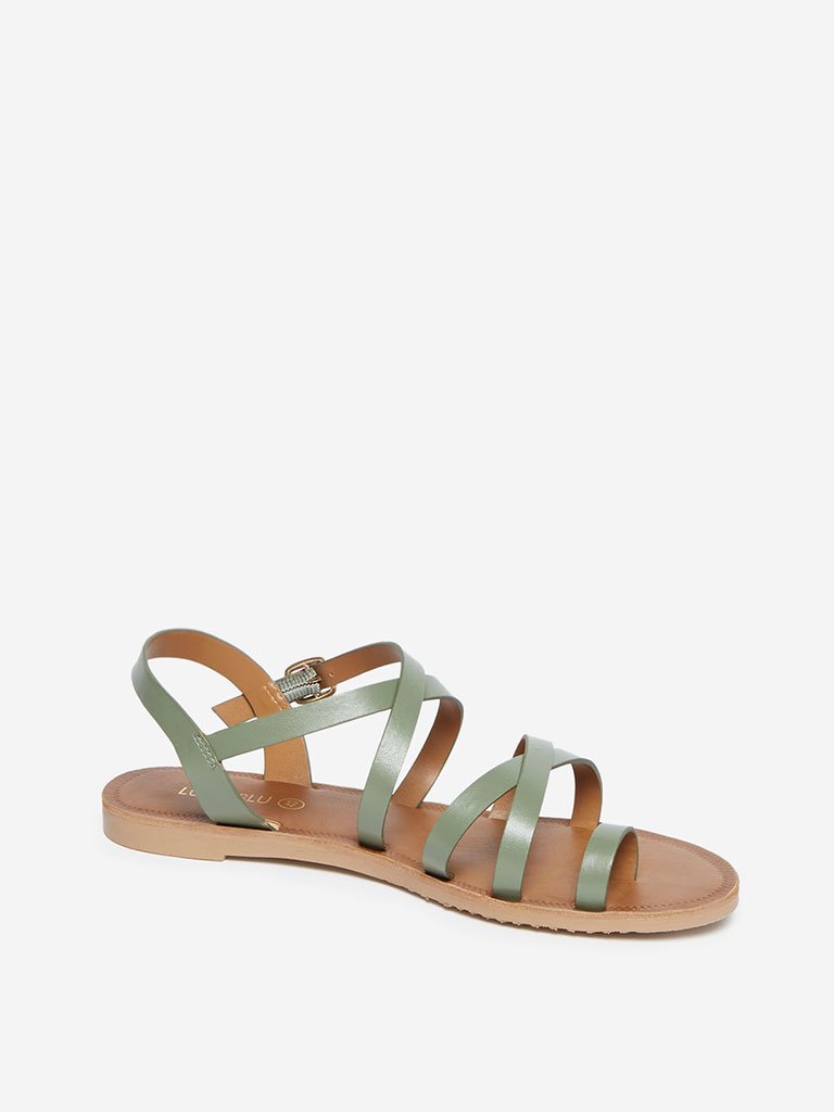 LUNA BLU Sage Green Criss-Cross Sandals