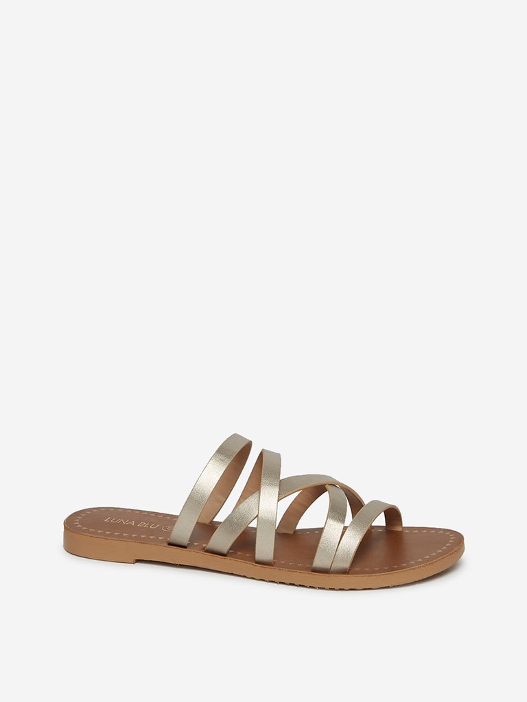 LUNA BLU Light Gold Multiple Strap Sandals