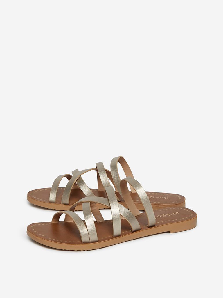 LUNA BLU Light Gold Multiple Strap Sandals