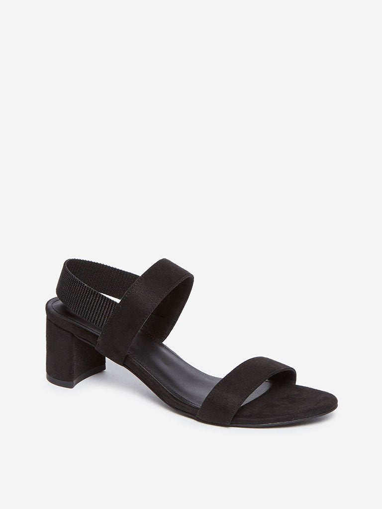 LUNA BLU Black Block Heel Sandals