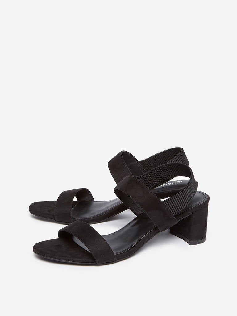 LUNA BLU Black Block Heel Sandals