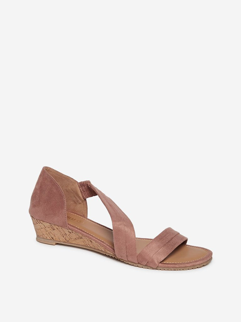 LUNA BLU Dull Pink Wedge-Heel Sandals