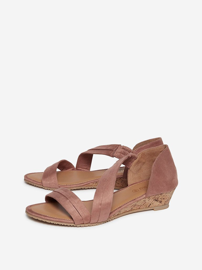 LUNA BLU Dull Pink Wedge-Heel Sandals