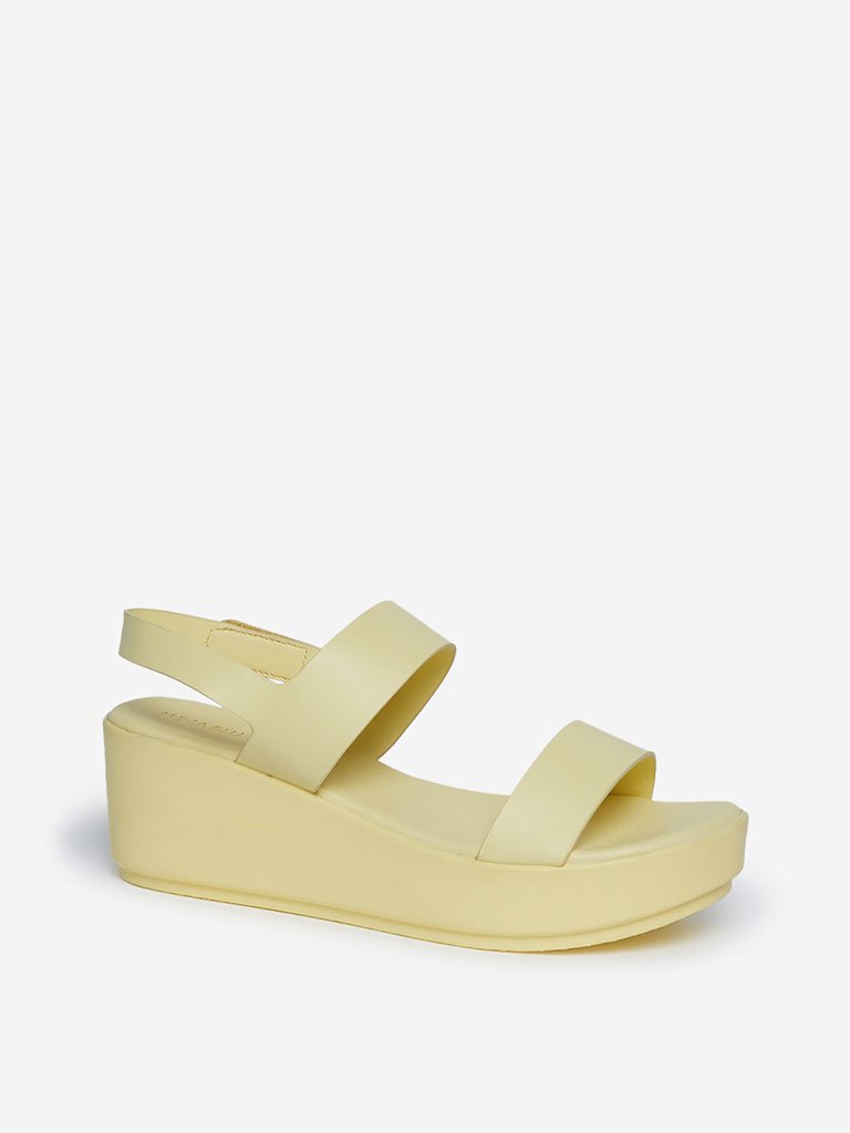 LUNA BLU Light Yellow Wedge Heel Sandals