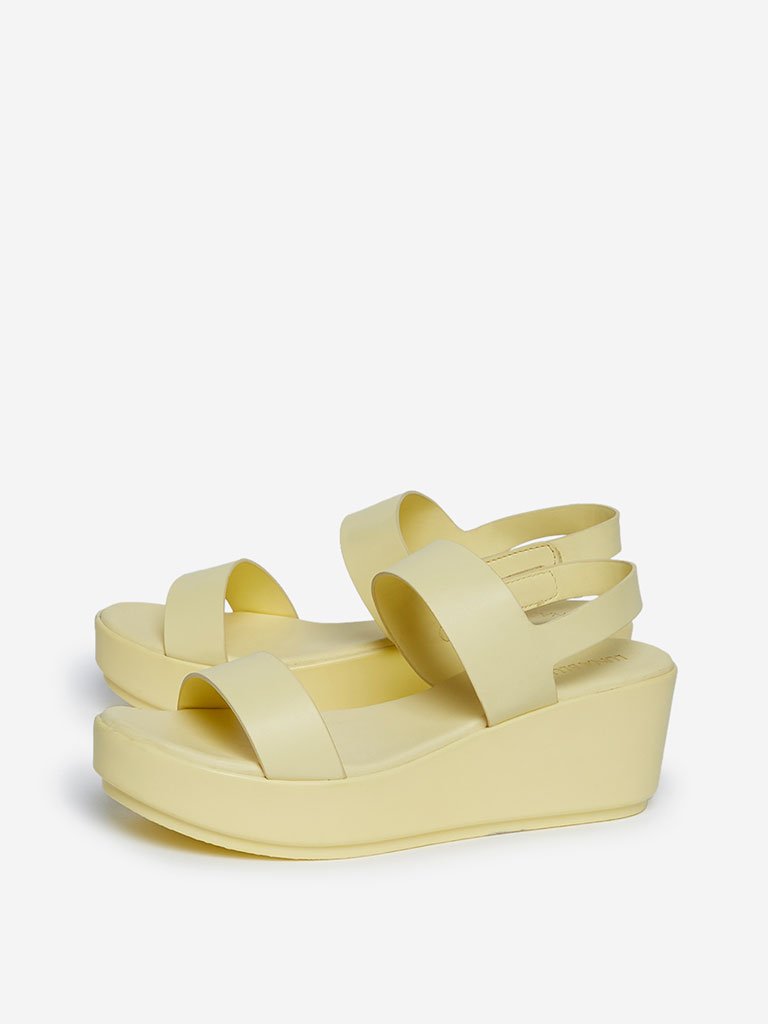 LUNA BLU Light Yellow Wedge Heel Sandals