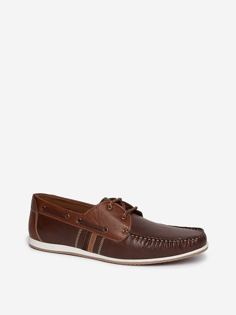 SOLEPLAY Brown Lace-Up Boat Shoes