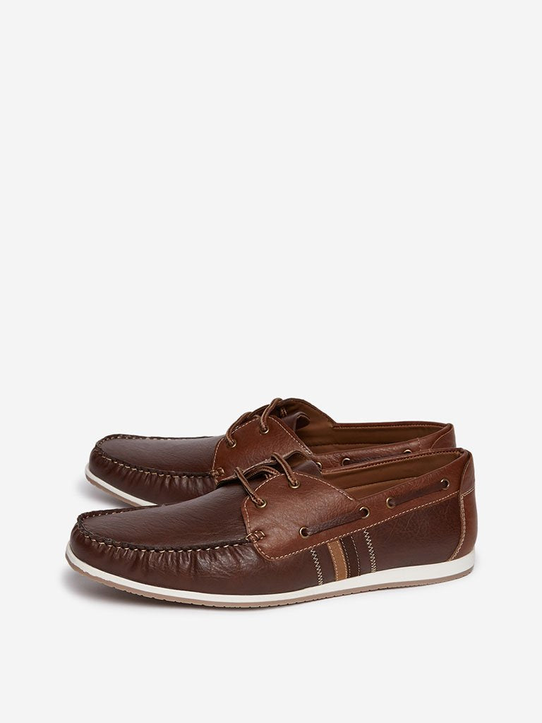 SOLEPLAY Brown Lace-Up Boat Shoes