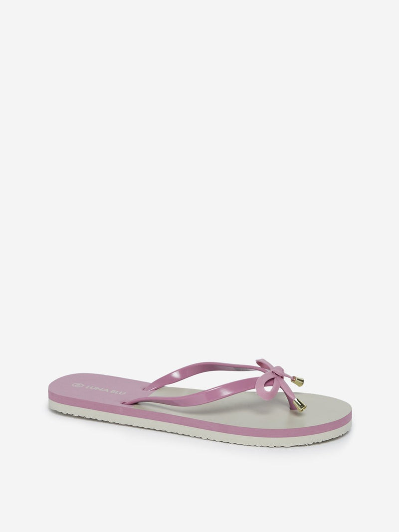 LUNA BLU Mauve Bow-Detailed Flip-Flops