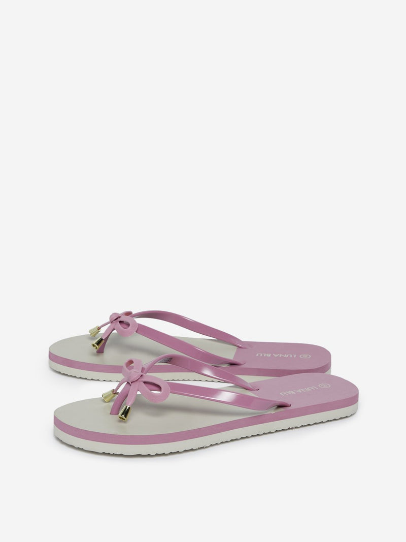 LUNA BLU Mauve Bow-Detailed Flip-Flops