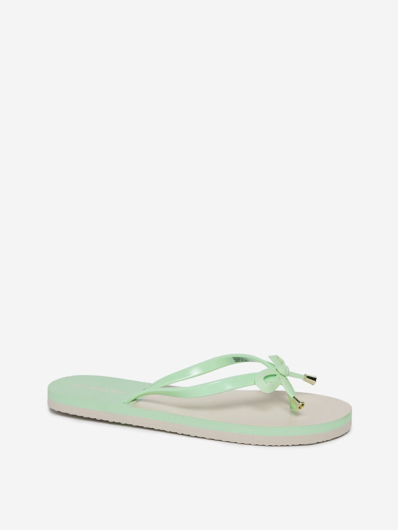 LUNA BLU Mint Bow-Detailed Flip-Flops