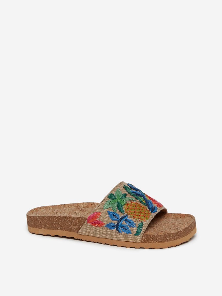 LUNA BLU Multicolour Embroidered Slides