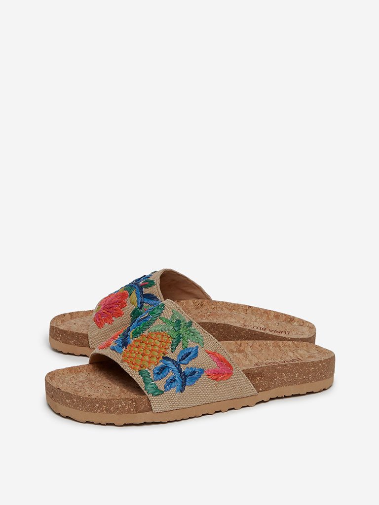 LUNA BLU Multicolour Embroidered Slides