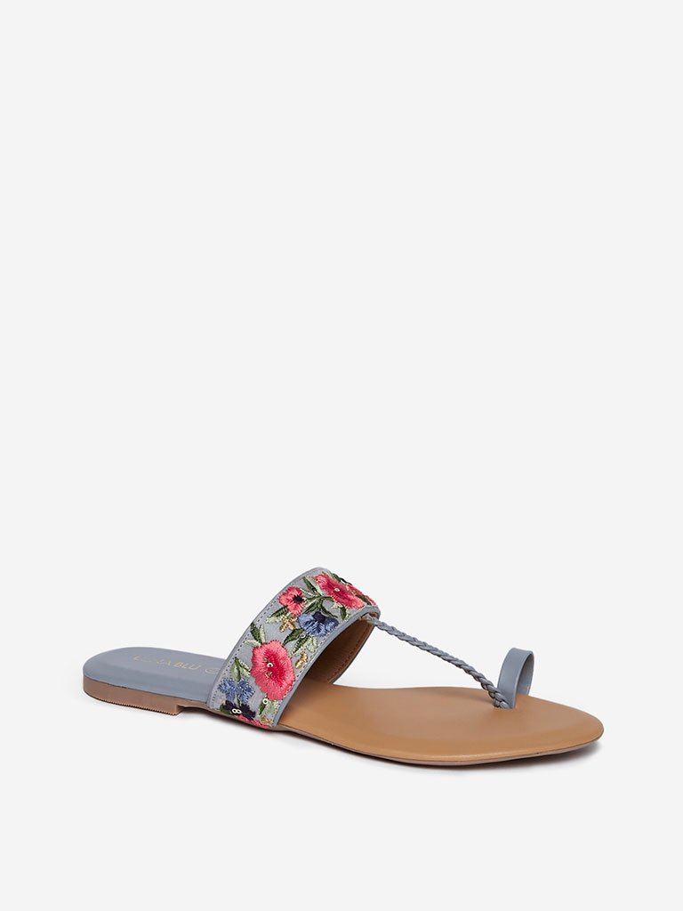 LUNA BLU Multicolour Floral Kolhapuri Sandals