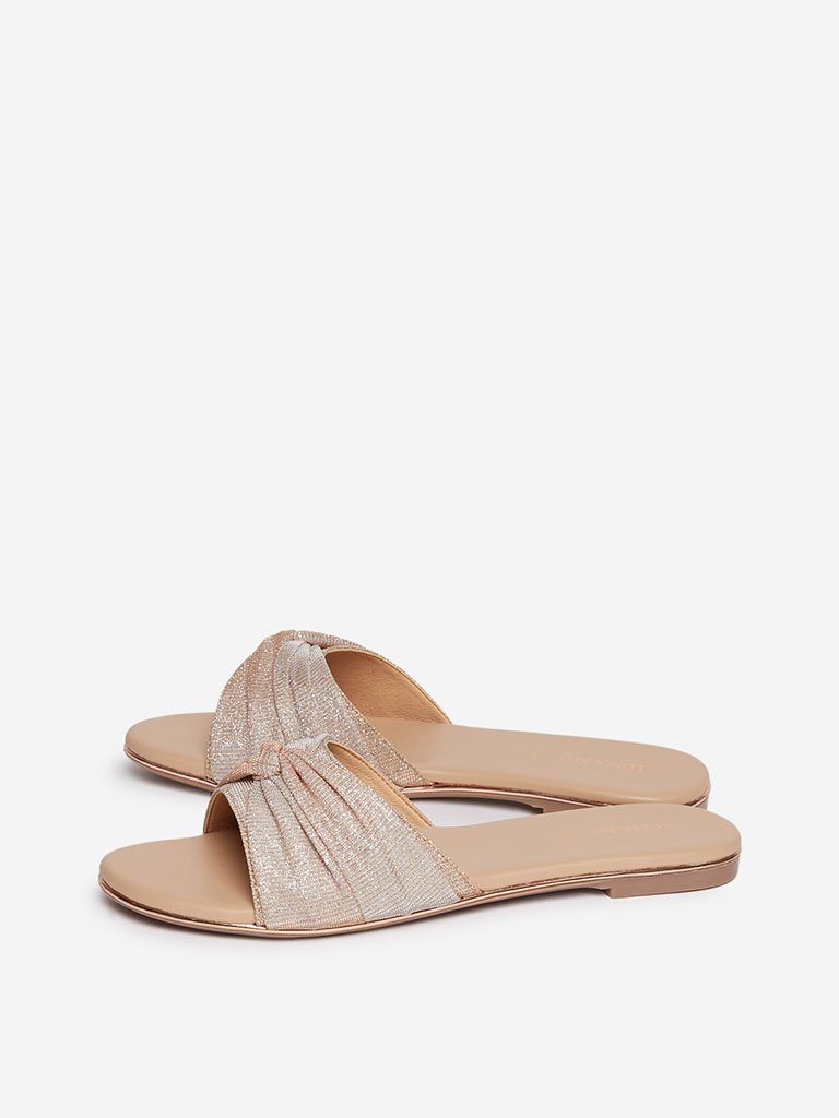 LUNA BLU Rose Gold Shimmering Slides