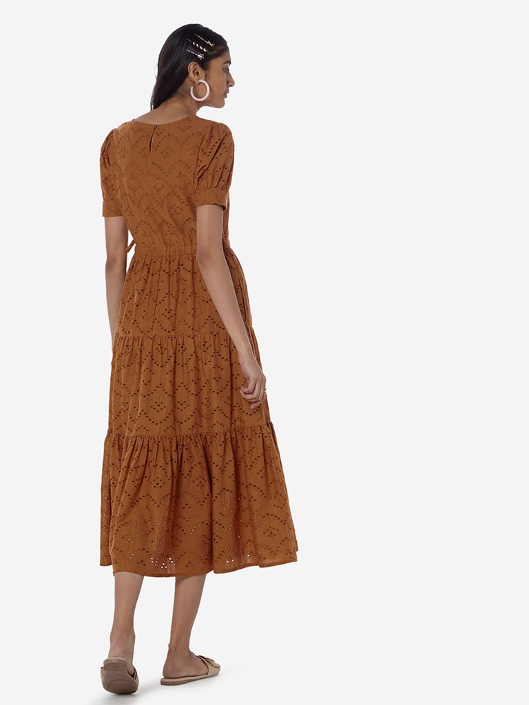 LOV Tan Cut-Out Detailed Naomi Dress