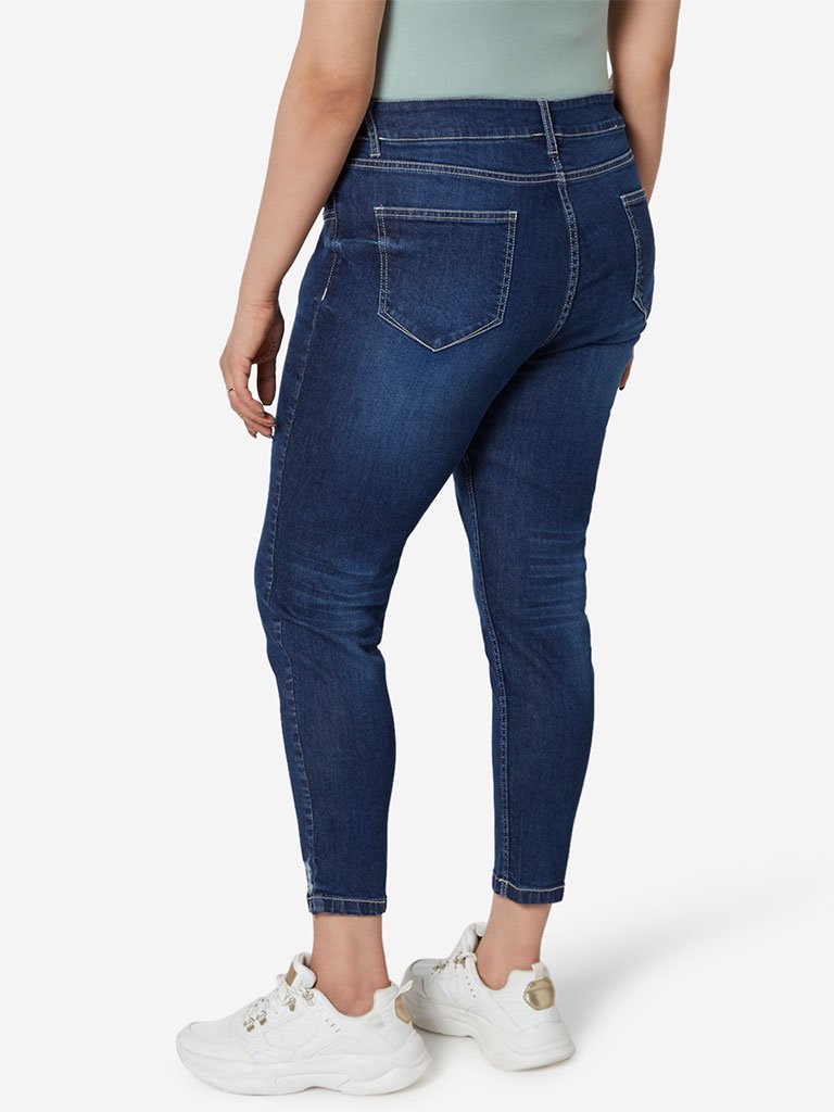 Sassy Soda Curve Dark Blue Cropped Matt Jeans