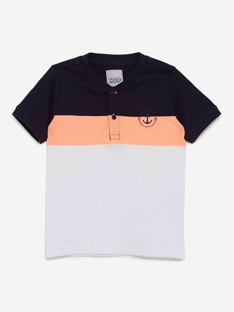 HOP Kids Orange Colour-Block T-Shirt