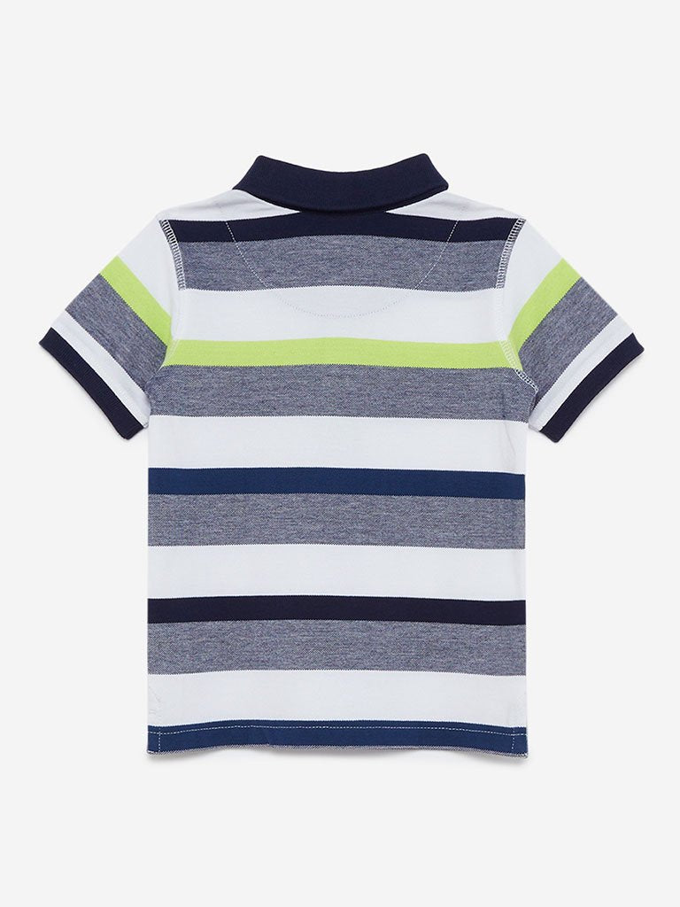 HOP Kids Navy Striped Polo T-Shirt
