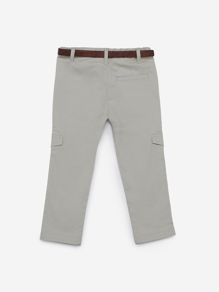 HOP Kids Ecru Jetson Trousers With Belt