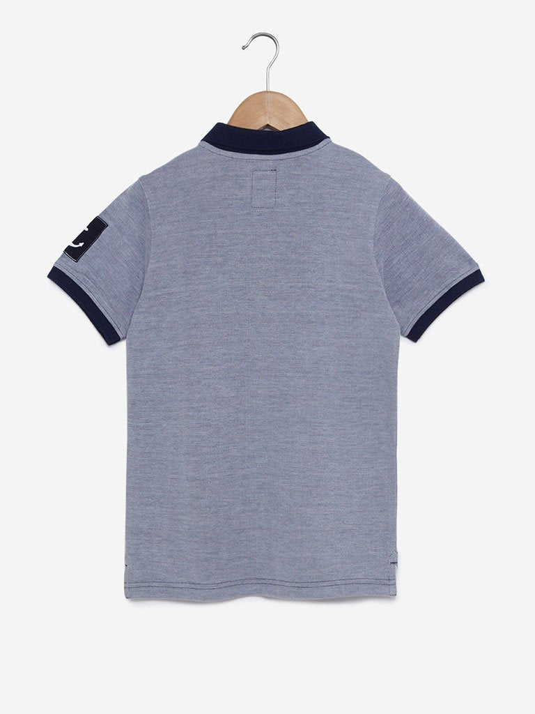 Y&F Kids Navy Boat Patterned Polo T-Shirt