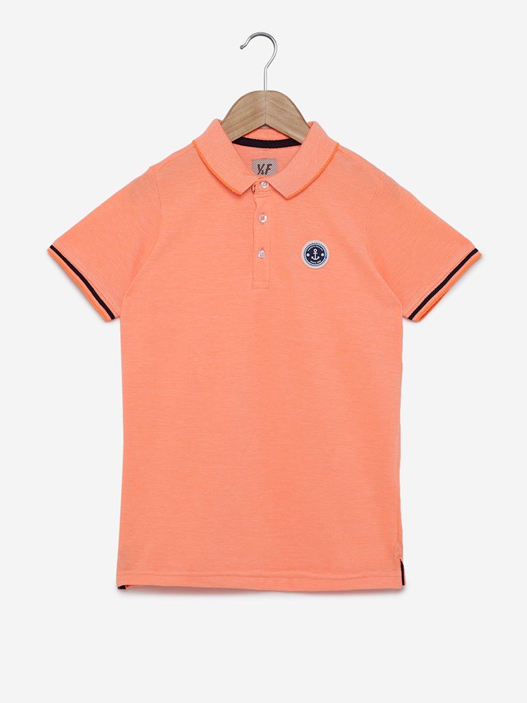 Y&F Kids Neon Orange Polo T-Shirt