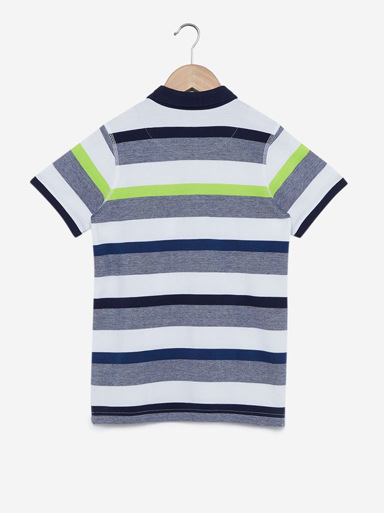 Y&F Kids Multicolour Striped Polo T-Shirt