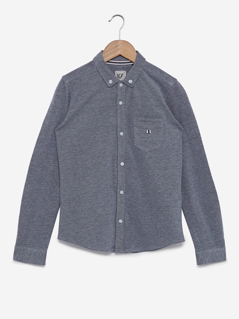 Y&F Kids Navy Pure-Cotton Shirt