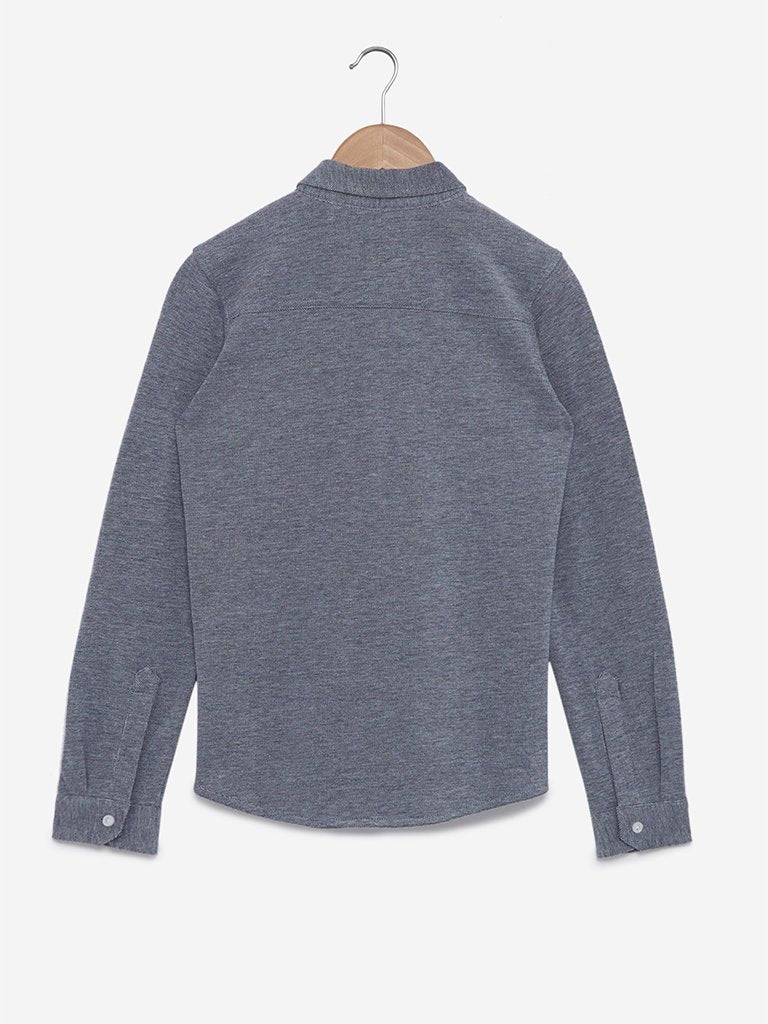 Y&F Kids Navy Pure-Cotton Shirt