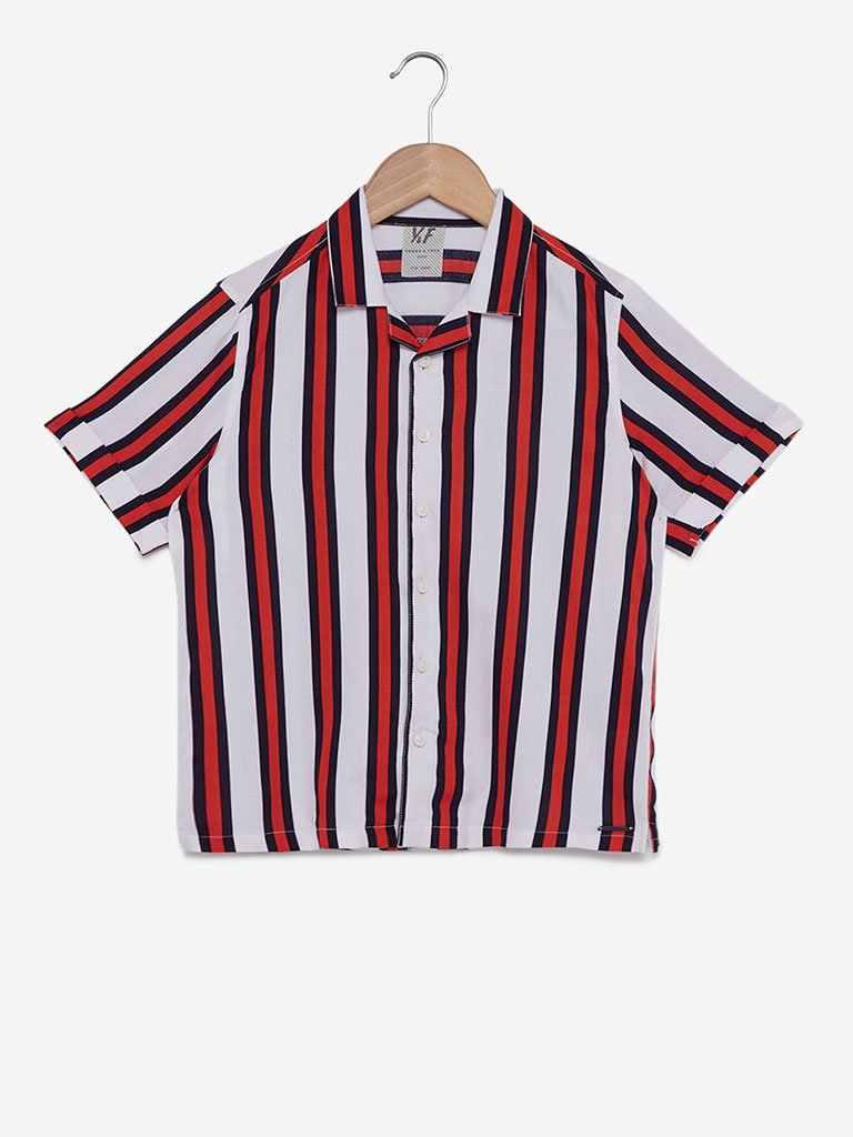 Y&F Kids White Stripe Printed Shirt
