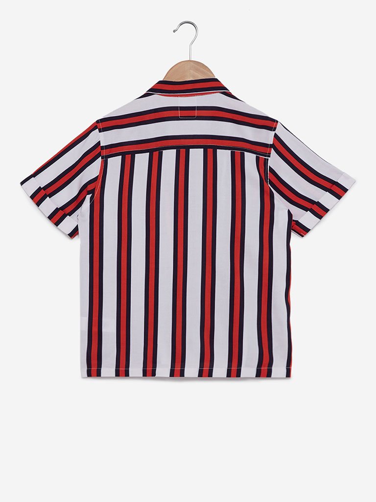 Y&F Kids White Stripe Printed Shirt