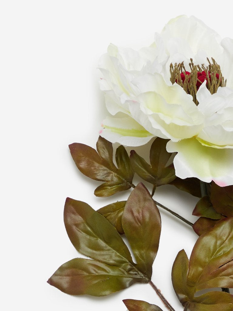 Westside Home White Artificial Large Peony Flower