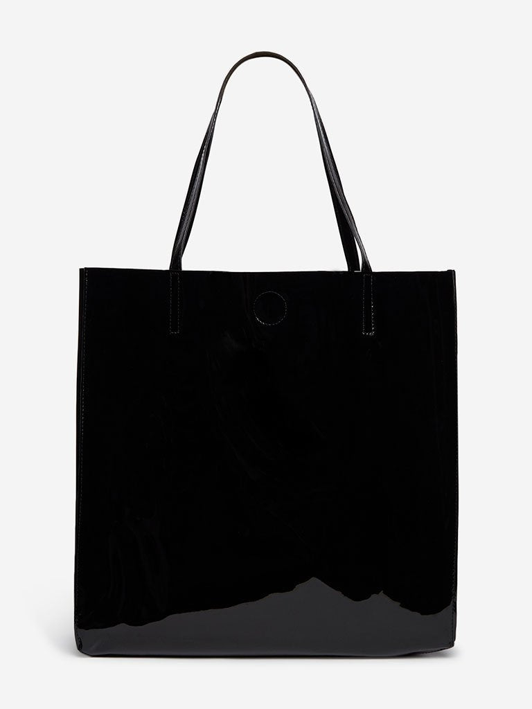 LOV Black Glossy Tote Bag
