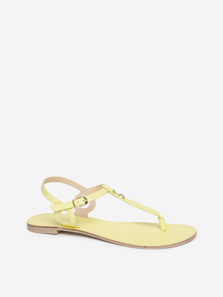 LUNA BLU Yellow Pineapple Pattern Sandals