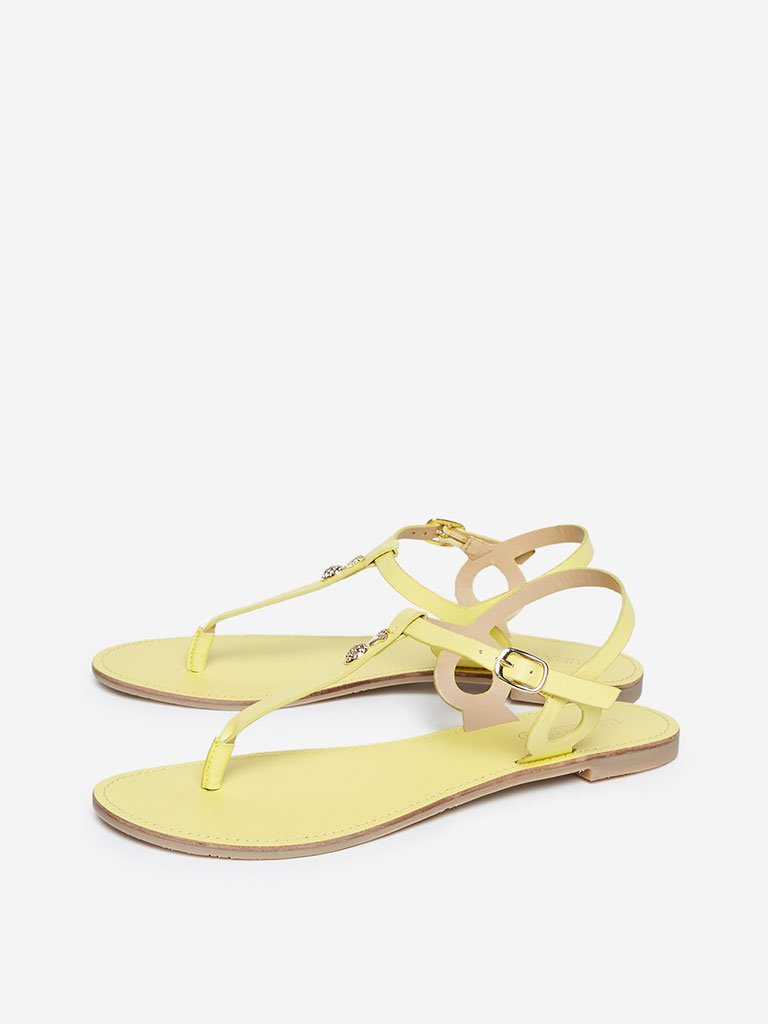 LUNA BLU Yellow Pineapple Pattern Sandals