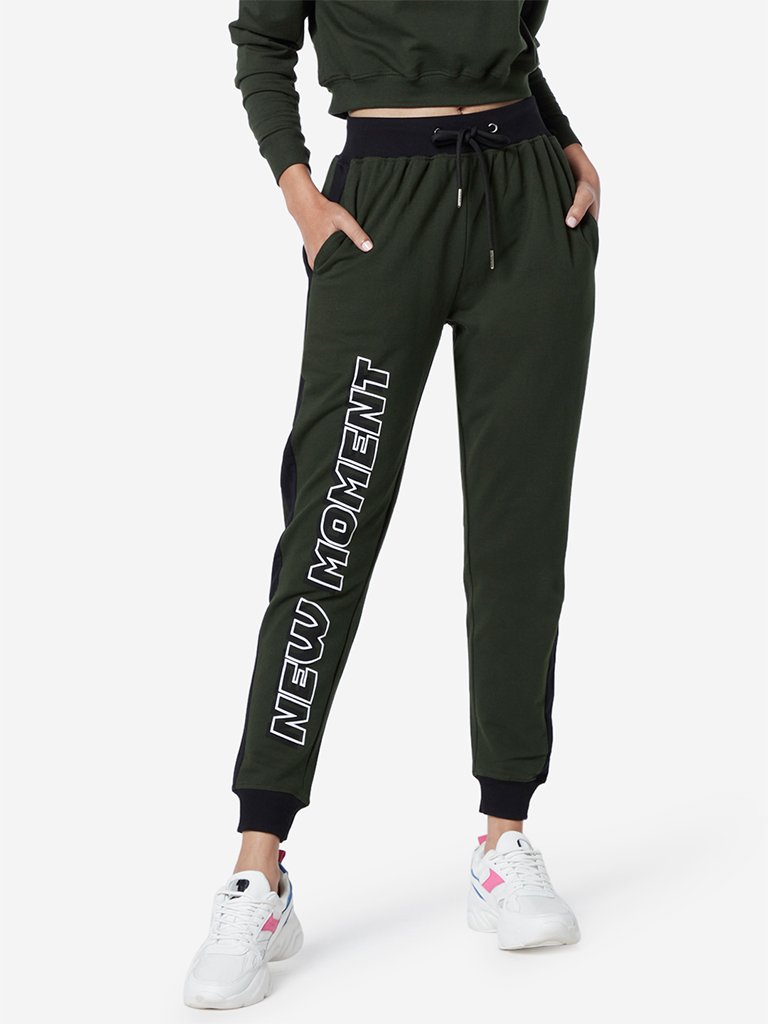Studiofit Olive Text Design Joggers