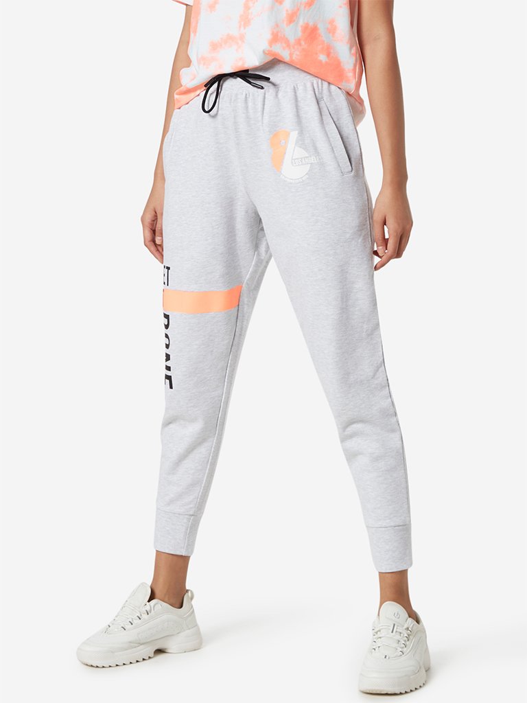 Studiofit Light Grey Text Pattern Joggers